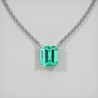 0.57 Ct. Emerald Necklace, 18K White Gold 1