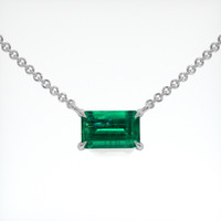 0.44 Ct. Emerald Necklace, 18K White Gold 1
