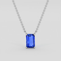 2.00 Ct. Blue Sapphire Necklace, 18K White Gold 1