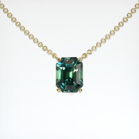 1.07 Ct. Bluish Green Sapphire Necklace, 14K Yellow Gold 1