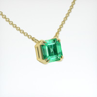 0.85 Ct. Emerald Necklace, 18K Yellow Gold 2