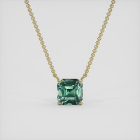 1.61 Ct. Bluish Green Sapphire Necklace, 18K Yellow Gold 1