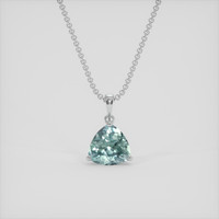 1.13 Ct. Greenish Blue Sapphire Pendant, 14K White Gold 1