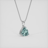 1.13 Ct. Greenish Blue Sapphire Pendant, 18K White Gold 2