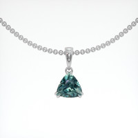 0.41 Ct. Bluish Green Sapphire Pendant, 18K White Gold 1
