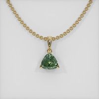 1.33 Ct. Green Sapphire Pendant, 18K Yellow Gold 1