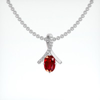 0.70 Ct. Ruby Pendant, 14K White Gold 1