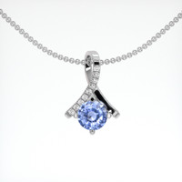 0.63 Ct. Sapphire Pendant, 14K White Gold 1