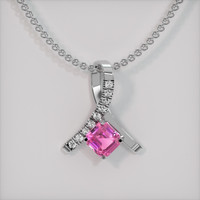 1.11 Ct. Pink Sapphire Pendant, 18K White Gold 1