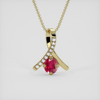 1.03 Ct. Pinkish Red Ruby Pendant, 18K Yellow Gold 1