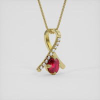 1.03 Ct. Pinkish Red Ruby Pendant, 18K Yellow Gold 2