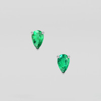 <span>0.64</span> <span class="tooltip-light">Ct.Tw.<span class="tooltiptext">Total Carat Weight</span></span> Emerald Earrings, 18K White Gold 1