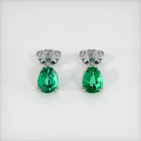 Emerald Earrings 0.70 Ct.Tw.Total Carat Weight 18K White Gold Preview