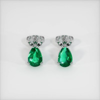 Emerald Earrings 0.80 Ct.Tw.Total Carat Weight, 18K White Gold Preview
