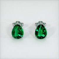 2.96 Ct.Tw. Emerald Earrings, 18K White Gold 1