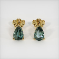 2.65 Ct.Tw. Bluish Green Sapphire Earrings, 18K Yellow Gold 1