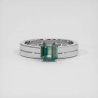 1.77 Ct. Bluish Green Sapphire Ring, 18K White Gold 1