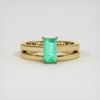 1.00 Ct. Emerald Ring, 18K Yellow Gold 1