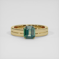 1.77 Ct. Bluish Green Sapphire Ring, 18K Yellow Gold 1