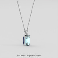 8.55 Ct. Blue Aquamarine Pendant, 10K White Gold 2