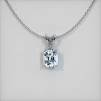 0.73 Ct. Greyish Blue Sapphire Pendant, 14K White Gold 1