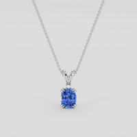 0.78 Ct. Blue Sapphire Pendant, 14K White Gold 1