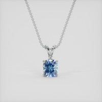 1.21 Ct. Greenish Blue Sapphire Pendant, 18K White Gold 1