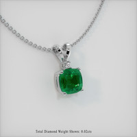 Accent Stones Emerald Pendant 1.26 Ct., 18K White Gold Preview