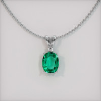 1.32 Ct. Emerald Pendant, 18K White Gold 1