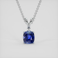 3.16 Ct. Blue Sapphire Pendant, 18K White Gold 1
