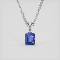 4.16 Ct. Blue Sapphire Pendant, 18K White Gold 1