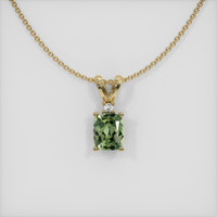 0.51 Ct. Green Sapphire Pendant, 18K Yellow Gold 1