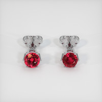 0.82 Ct.Tw. Ruby Earrings, 14K White Gold 1