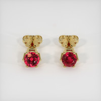 <span>0.44</span>&nbsp;<span class="tooltip-light">Ct.Tw.<span class="tooltiptext">Total Carat Weight</span></span> Ruby Earrings, 14K Yellow Gold 1