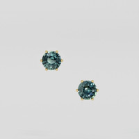 <span>0.93</span> <span class="tooltip-light">Ct.Tw.<span class="tooltiptext">Total Carat Weight</span></span> Bluish Green Sapphire Earrings, 18K Yellow Gold 1