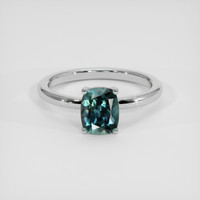 1.36 Ct. Bluish Green Sapphire Ring, Platinum 950 1