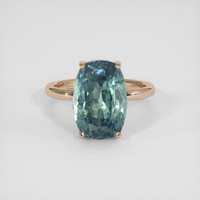 7.47 Ct. Bluish Green Sapphire Ring, 18K Rose Gold 1