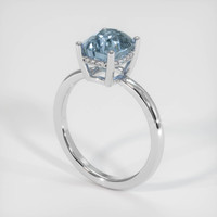 3.48 Ct. Greyish Blue Sapphire Ring, 10K White Gold 2