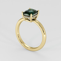 2.16 Ct. Bluish Green Sapphire Ring, 18K Yellow Gold 2