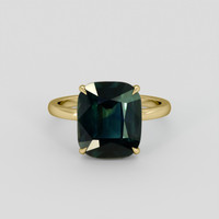 5.57 Ct. Bluish Green Sapphire Ring, 18K Yellow Gold 1