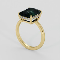 5.57 Ct. Bluish Green Sapphire Ring, 18K Yellow Gold 2
