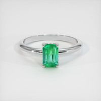 0.74 Ct. Emerald Ring, 18K White Gold 1