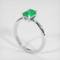 0.74 Ct. Emerald Ring, 18K White Gold 2