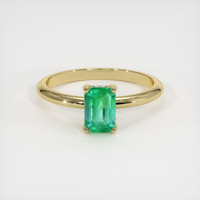 0.74 Ct. Emerald Ring, 18K Yellow Gold 1