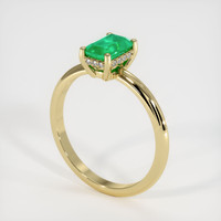 0.74 Ct. Emerald Ring, 18K Yellow Gold 2