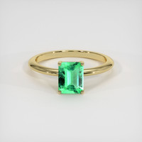 0.87 Ct. Emerald Ring, 18K Yellow Gold 1