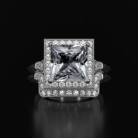 2.58 Ct. White Sapphire Ring, Platinum 950 1