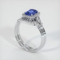 1.00 Ct. Blue Sapphire Ring, 14K White Gold 2
