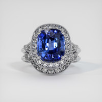 3.66 Ct. Blue Sapphire Ring, 18K White Gold 1
