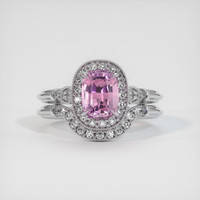 1.73 Ct. Pink Sapphire Ring, 18K White Gold 1